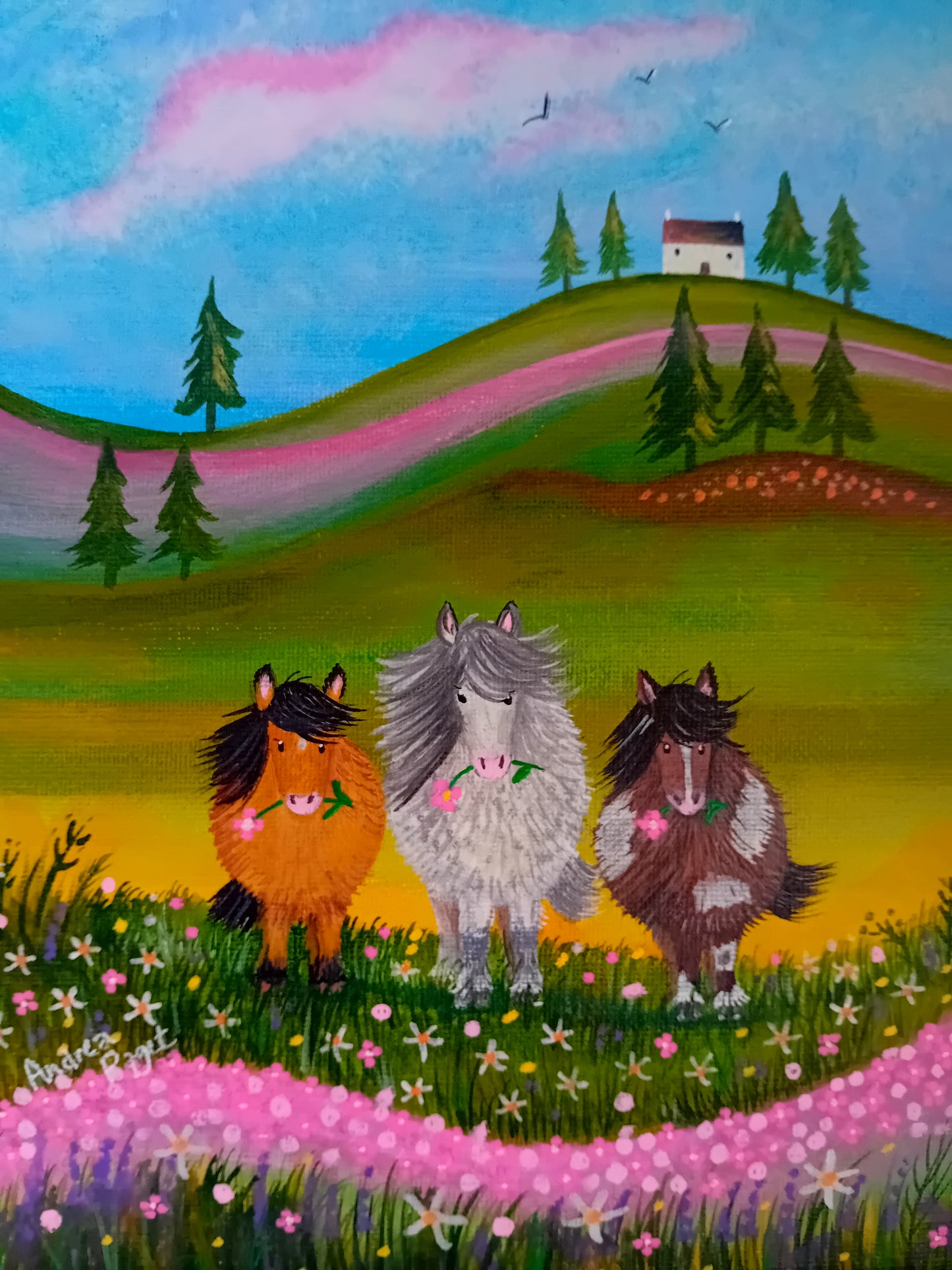 Ponies in Clover (Original painting)