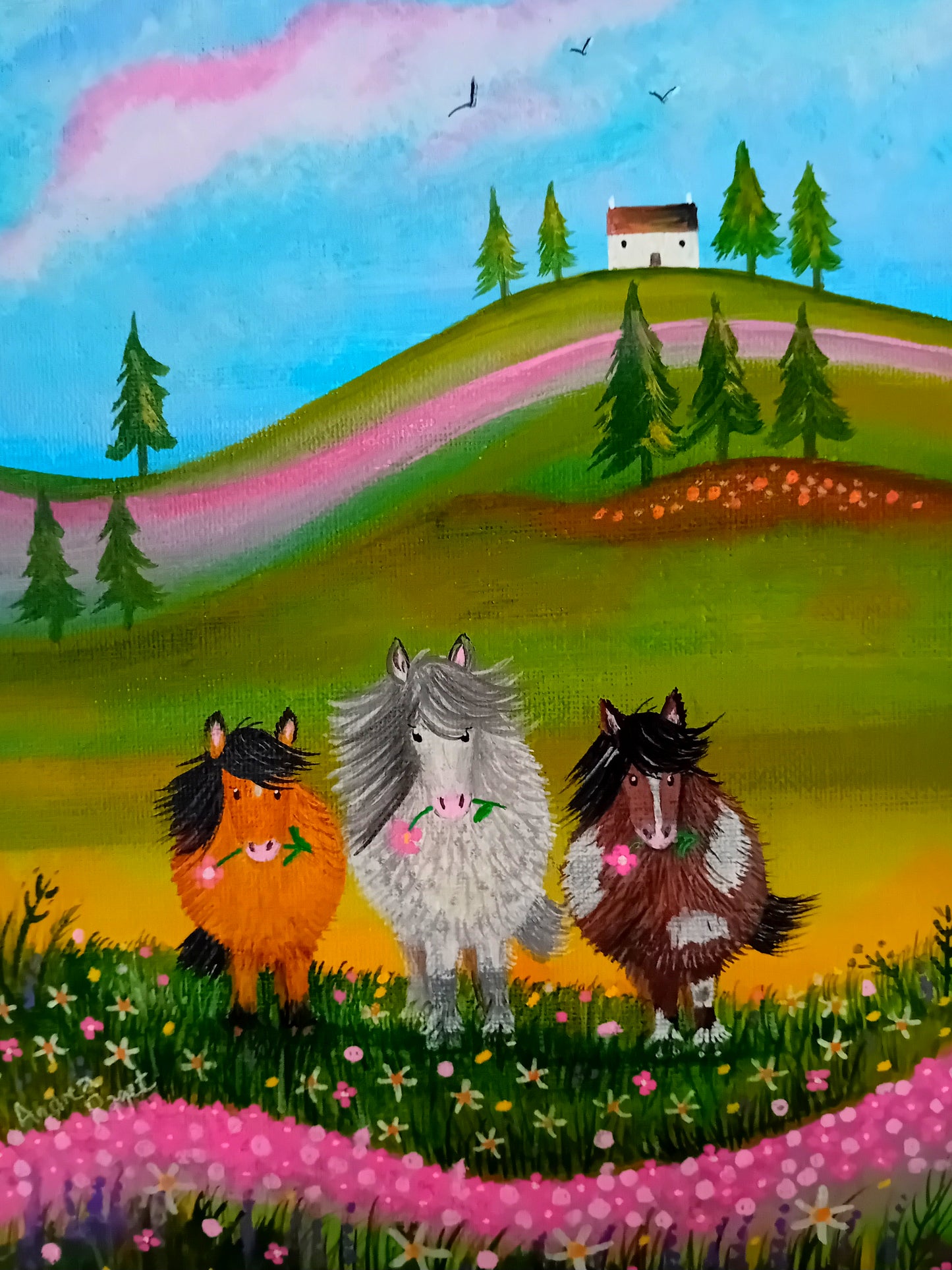 Ponies in Clover Blank Greetings Card