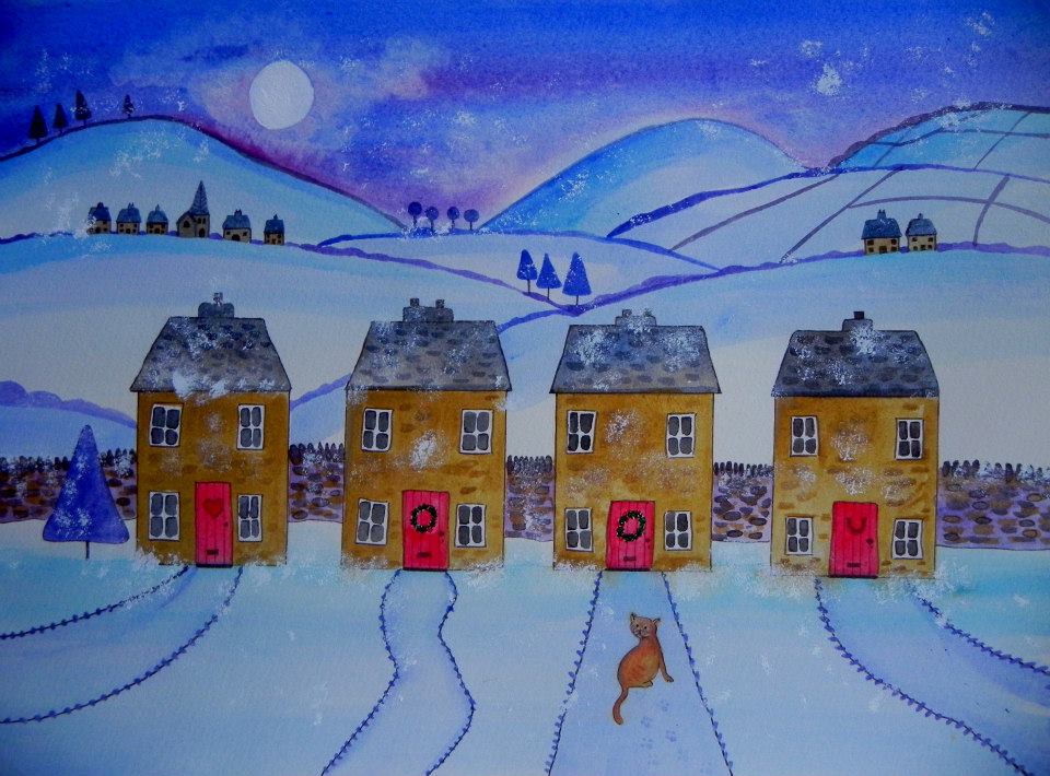 Winter Cottages Blank Christmas Card